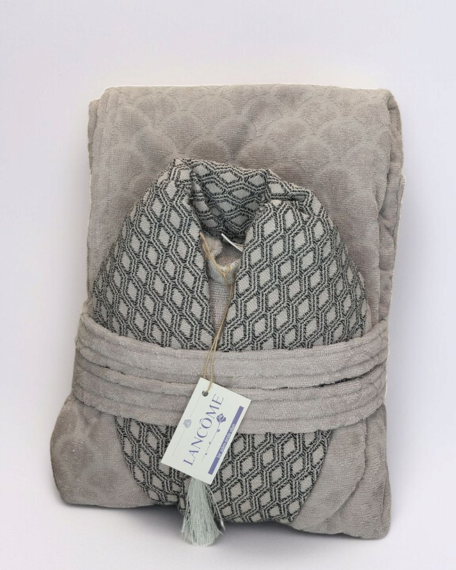 حوله تن پوش کلاهدار لنکوم طرح پولک 100درصد پنبه