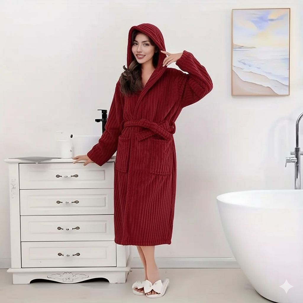 حوله تن پوش پالتویی میکروفایبر نانو طرح موج رنگبندی