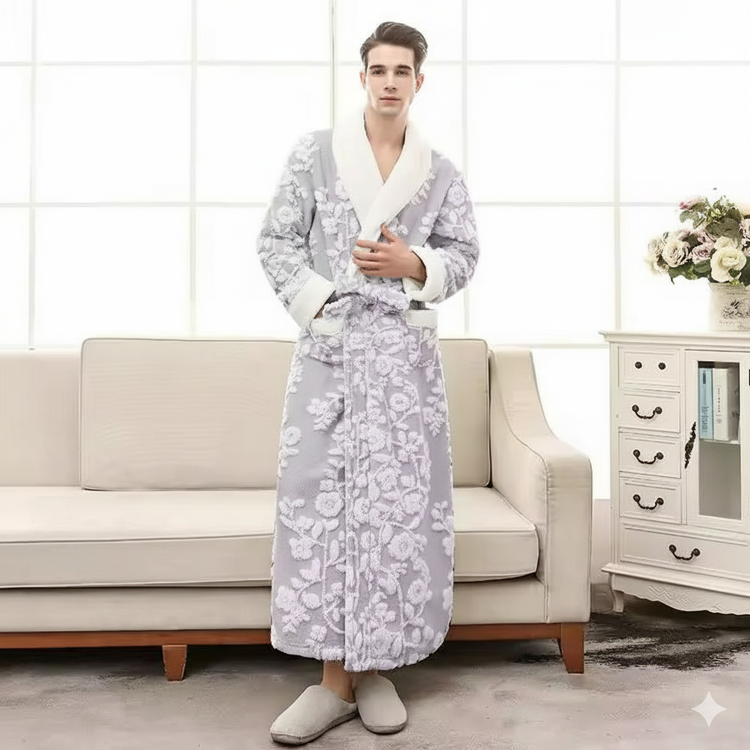 ست 3 تیکه حوله تن پوش، نیم حمام و دست و صورت میکروفایبر - نانو طرح گل برجسته سایز 135CM