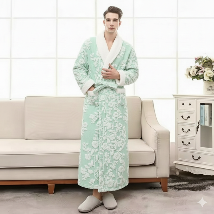 ست 3 تیکه حوله تن پوش، نیم حمام و دست و صورت میکروفایبر - نانو طرح گل برجسته سایز 135CM